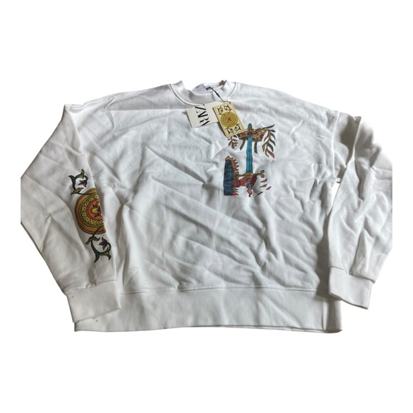 Zara White Sweatshirt with Colorful Graphic - Picture 3 of 4